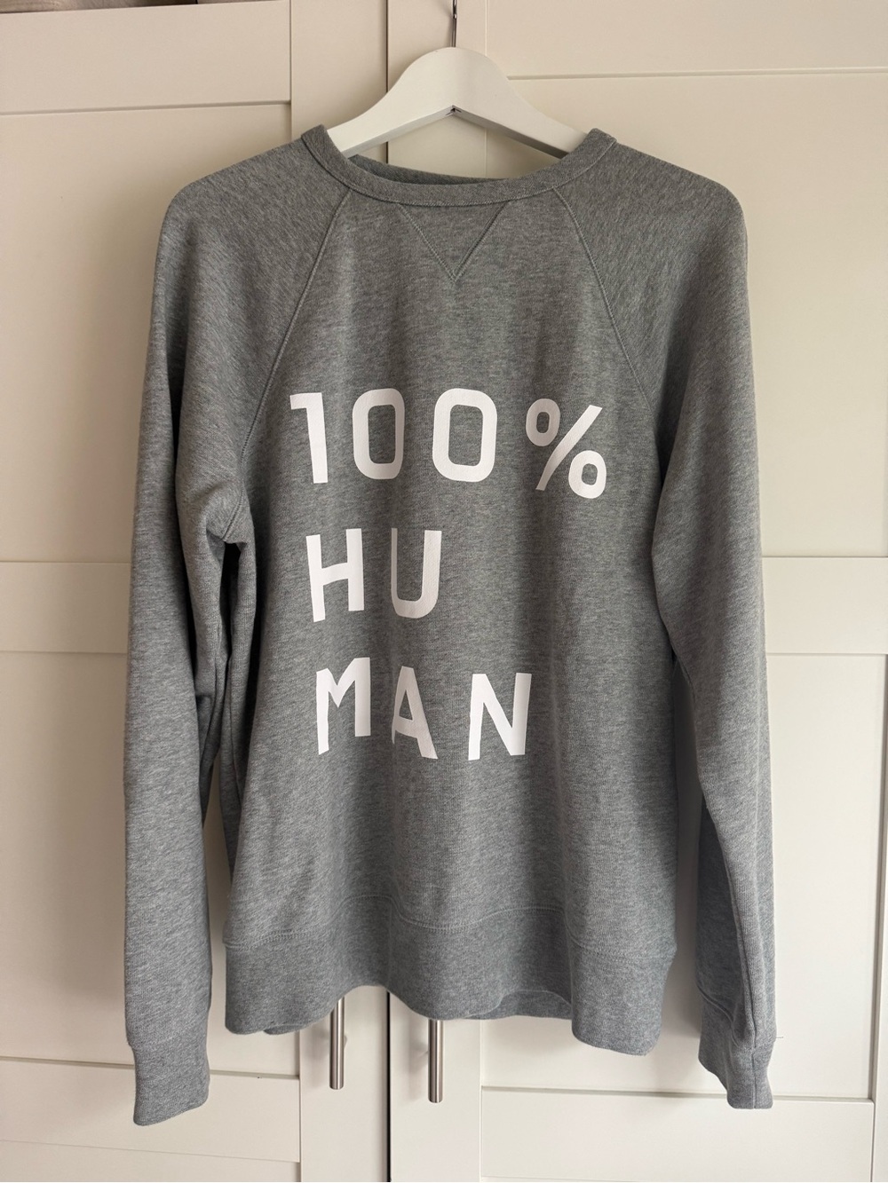 Everlane Grey Crewneck Sweatshirt with White '100% HUMAN' Print